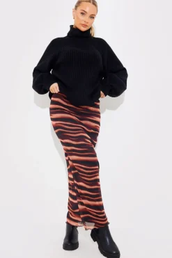 Hot In The Style PRINTED MESH MIDAXI SKIRT