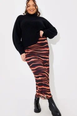 Hot In The Style PRINTED MESH MIDAXI SKIRT