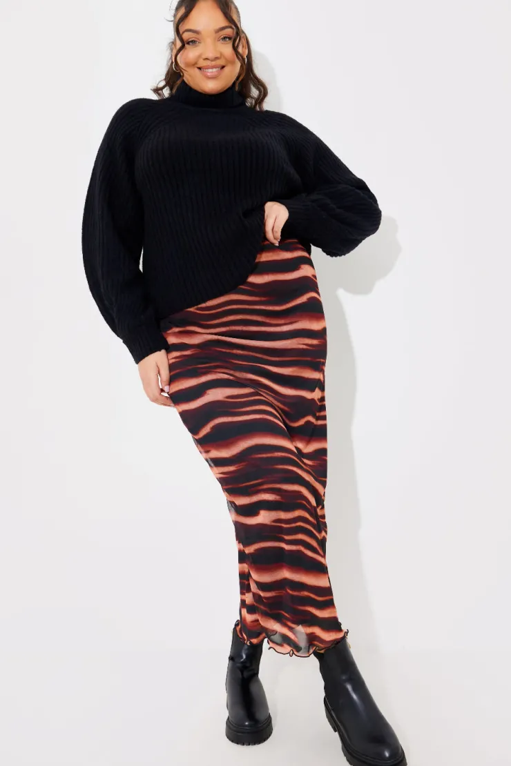 Hot In The Style PRINTED MESH MIDAXI SKIRT