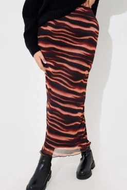 Hot In The Style PRINTED MESH MIDAXI SKIRT
