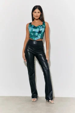Clearance In The Style Printed Satin Corset Green