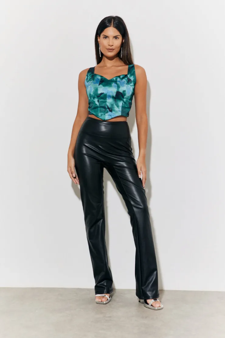 Clearance In The Style Printed Satin Corset Green