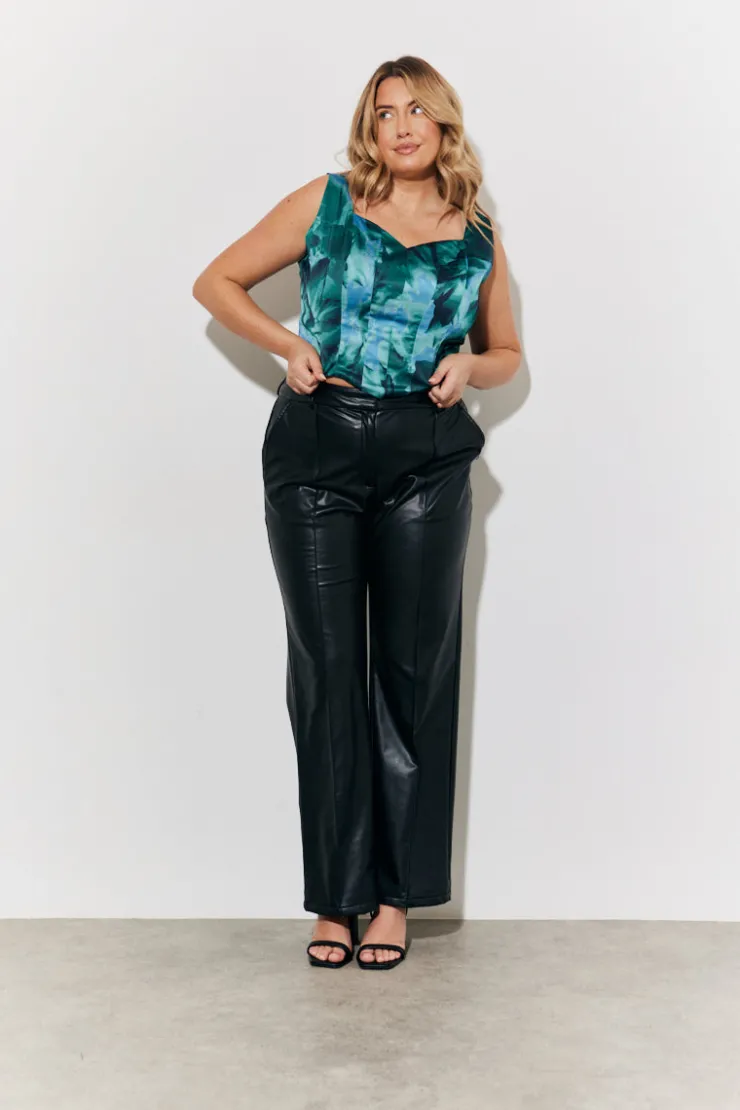 Clearance In The Style Printed Satin Corset Green