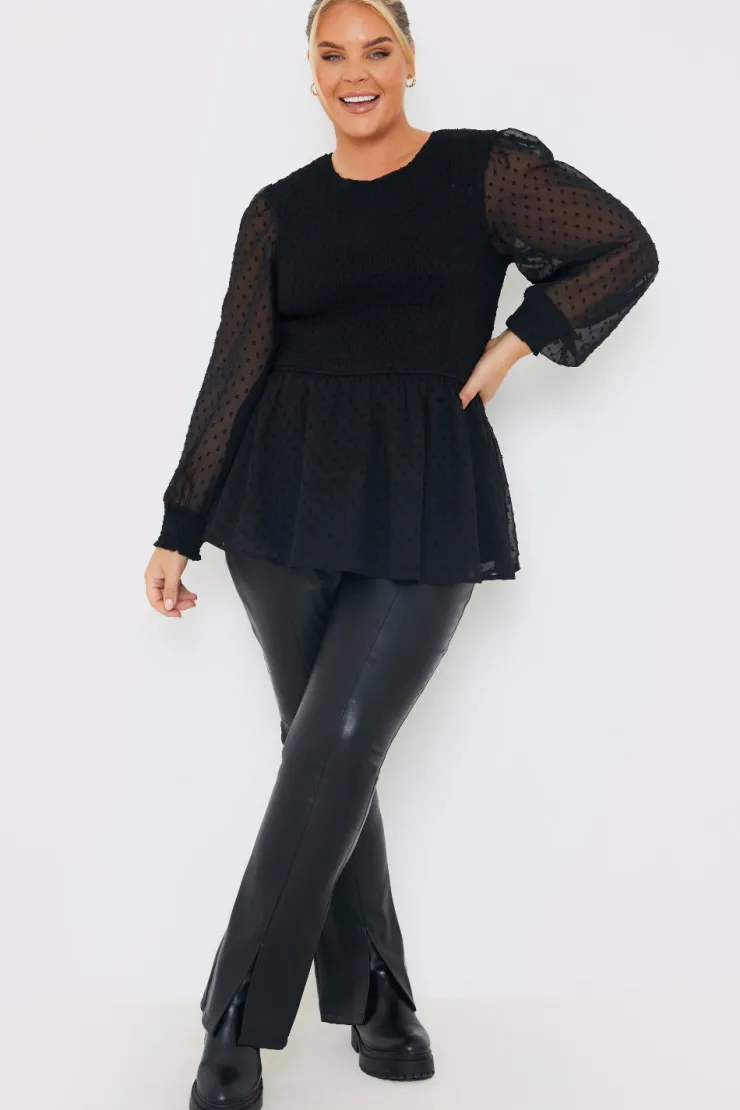 Clearance In the Style PU Split Hem Flare Trousers