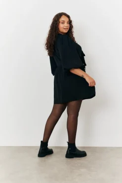 Best In the Style Puff Sleeve Bow Detail Mini Dress Black