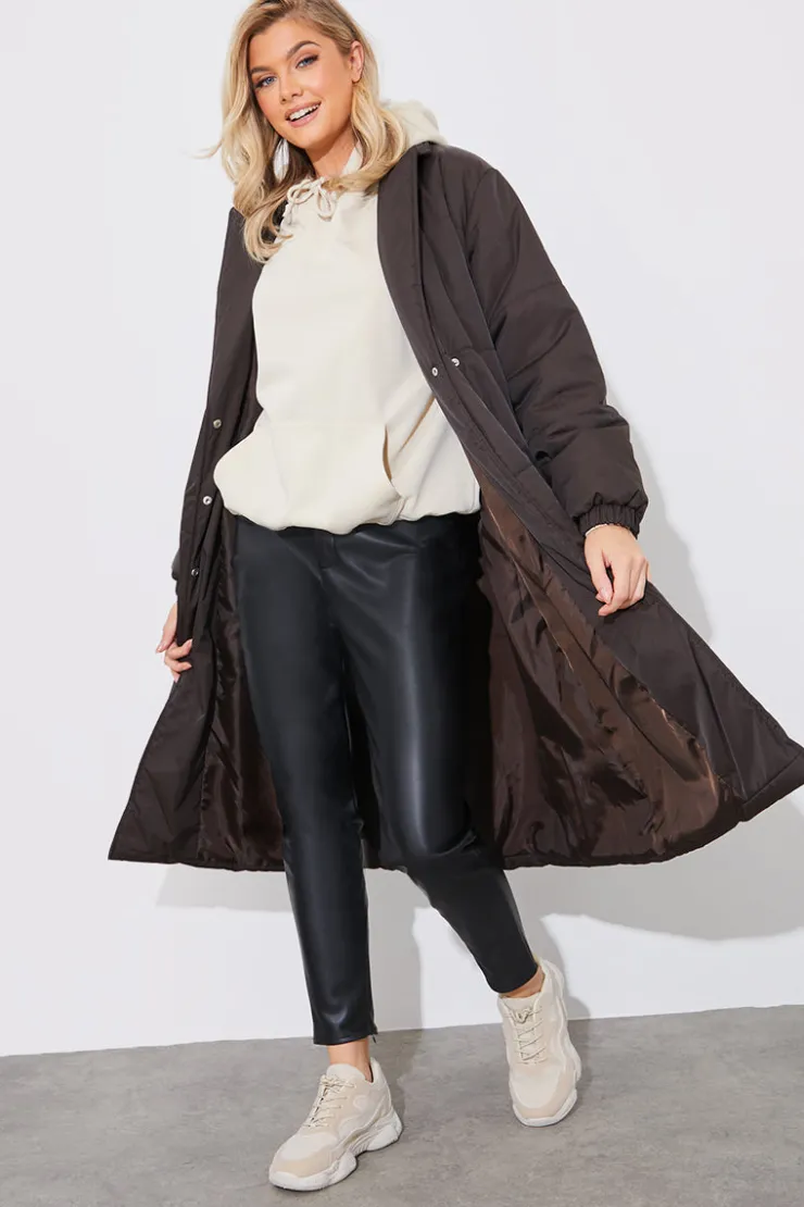 In The Style Quilted Wrap Puffer Coat Mocha