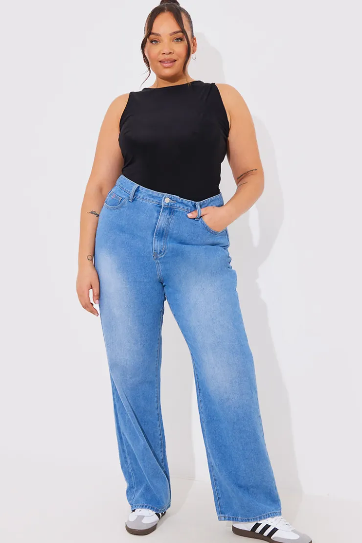 Discount In The Style Racer Neck Double Layer Slinky Bodysuit