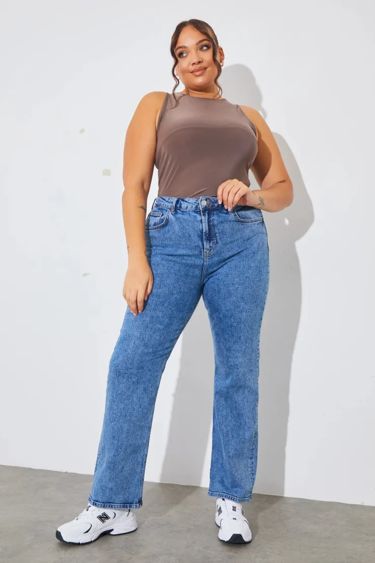 Discount In The Style Racer Neck Double Layer Slinky Bodysuit
