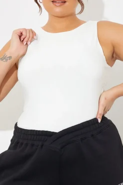 Discount In The Style Racer Neck Double Layer Slinky Bodysuit