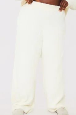 Online In the Style Recycled Fluffy Knitted Co Ord Trouser White