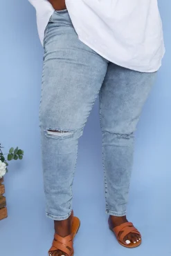 Sale In the Style Recycled Light Wash Ripped Knee Skinny Jeans Denim
