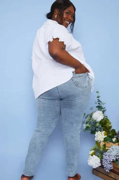 Sale In the Style Recycled Light Wash Ripped Knee Skinny Jeans Denim