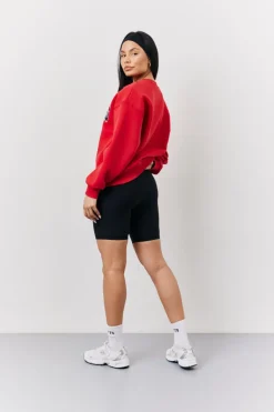 Fits Crew Neck Embroide Sweatshirt Red