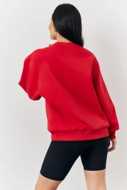 Fits Crew Neck Embroide Sweatshirt Red