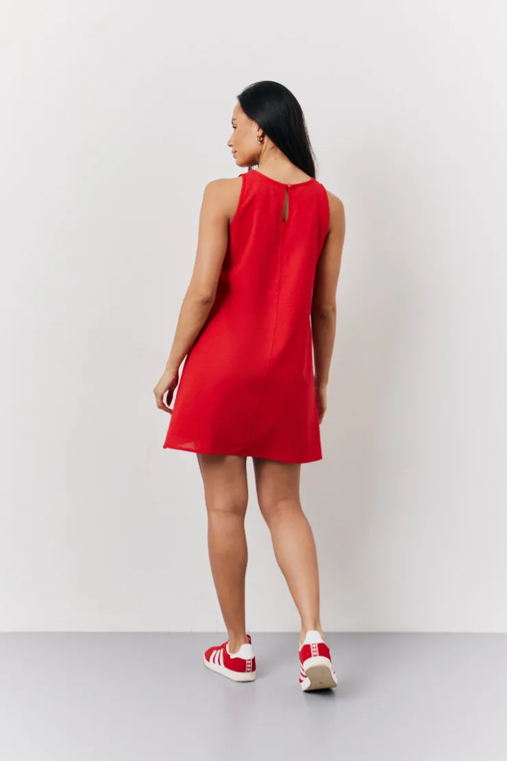 Best In The Style Linen A-Line Mini Dress Red