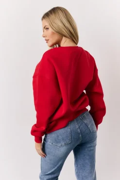 Hot In The Style St Tropez Embroide Slogan Sweatshirt Red