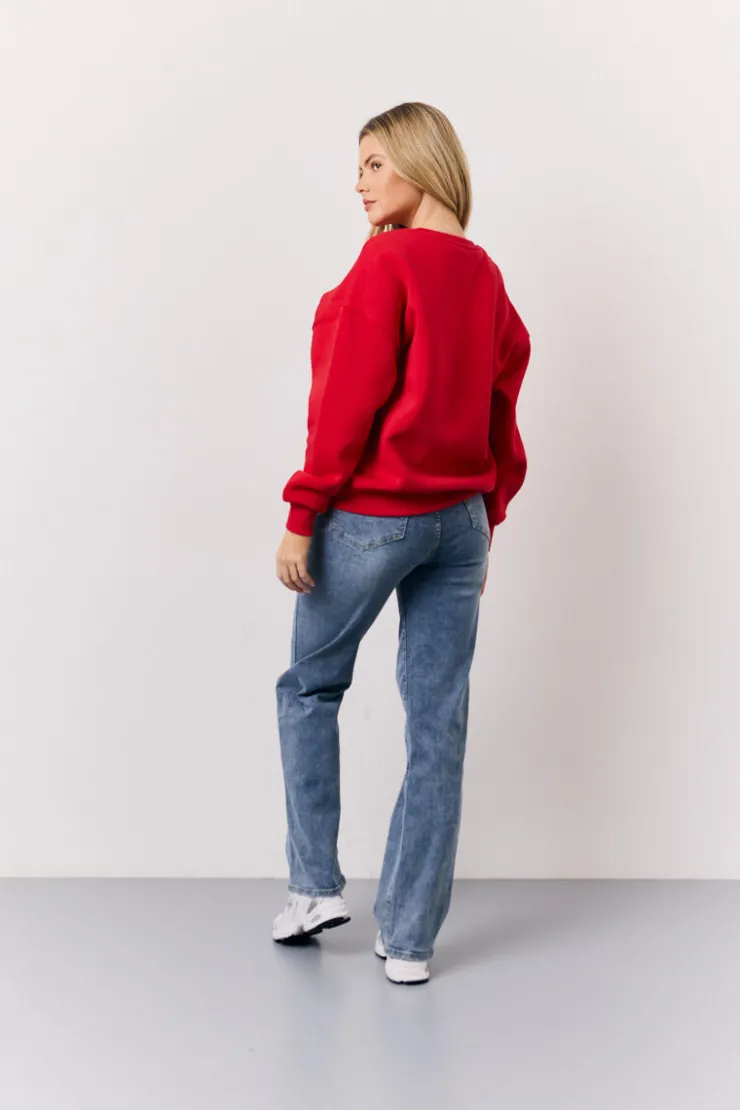 Hot In The Style St Tropez Embroide Slogan Sweatshirt Red