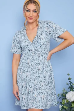 Outlet In the Style Responsible Viscose Paisley Wrap Dress Blue