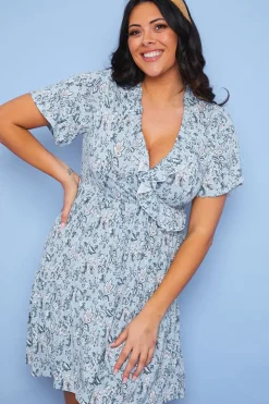 Outlet In the Style Responsible Viscose Paisley Wrap Dress Blue