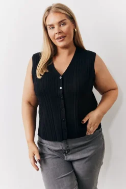 Best In The Style Rib Knit Button Up Co Ord Waistcoat