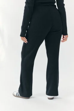 Best Fits Rib Knit Co-Ord Flare Trouser Charcoal