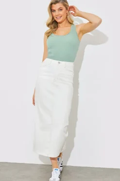Sale In The Style Rib Knit Scoop Neck Top Green