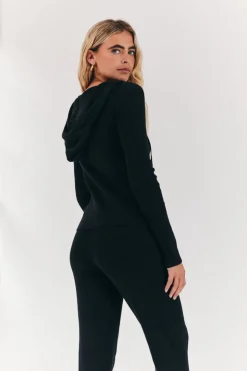 Fits Rib Knit Zip Up Co-Ord Hoodie Charcoal