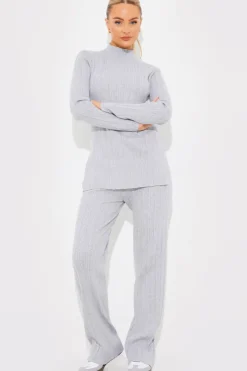 Discount In The Style Rib Knitted Co Ord Trouser