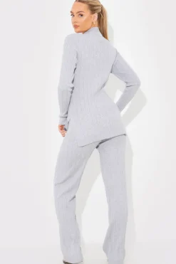 Discount In The Style Rib Knitted Co Ord Trouser