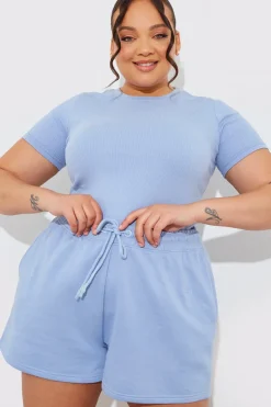 Sale Fits Ribbed Crew Neck Short Sleeve Bodysuit