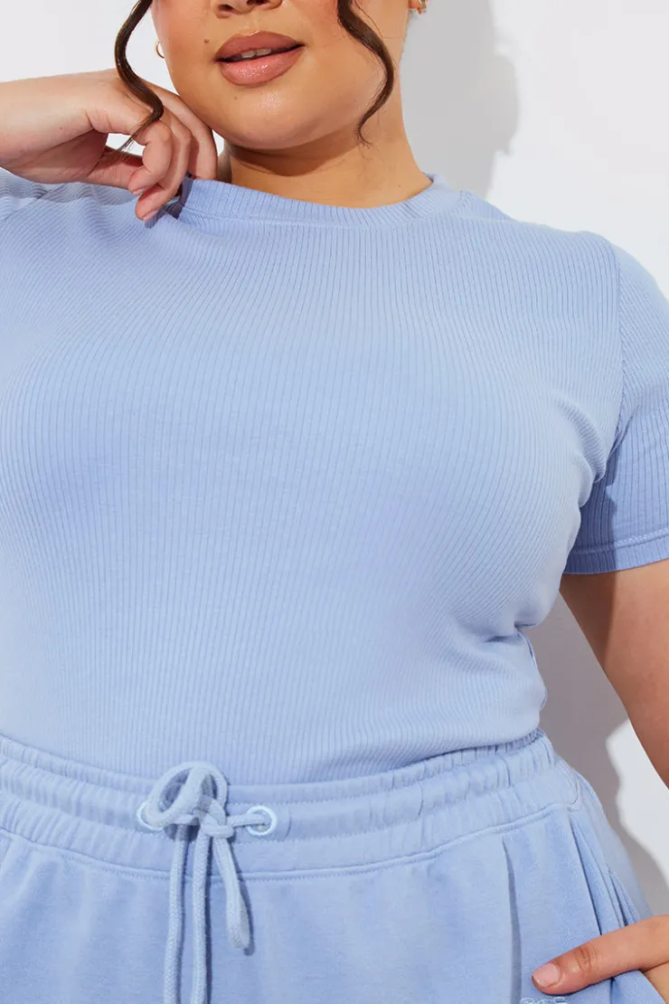Sale Fits Ribbed Crew Neck Short Sleeve Bodysuit