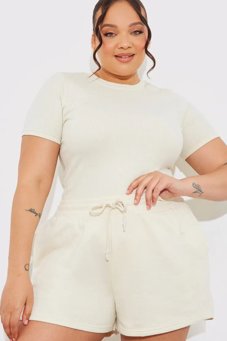 Sale Fits Ribbed Crew Neck Short Sleeve Bodysuit