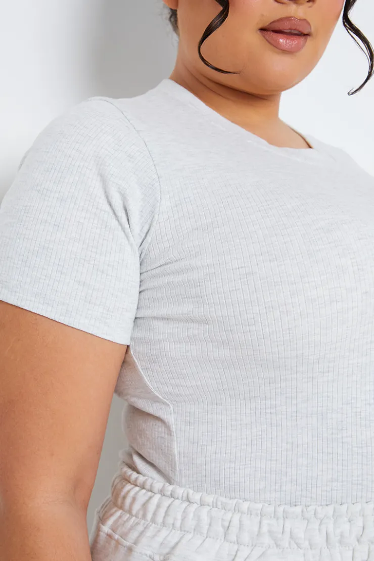 Sale Fits Ribbed Crew Neck Short Sleeve Bodysuit