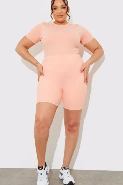 Sale Fits Ribbed Crew Neck Short Sleeve Bodysuit