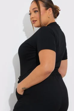 Sale Fits Ribbed Crew Neck Short Sleeve Bodysuit