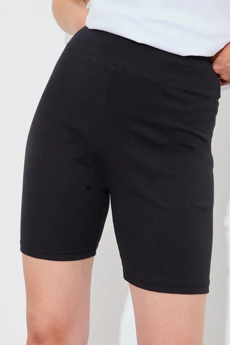 Hot In The Style Ribbed High Waisted Cycling Shorts