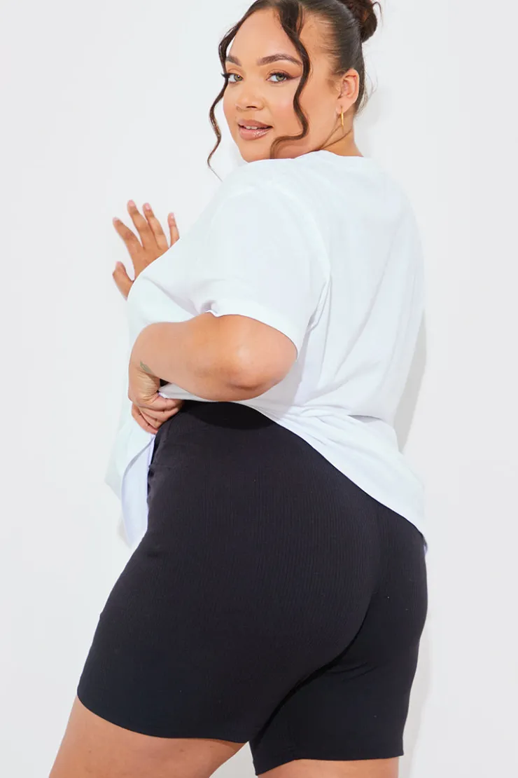 Hot In The Style Ribbed High Waisted Cycling Shorts