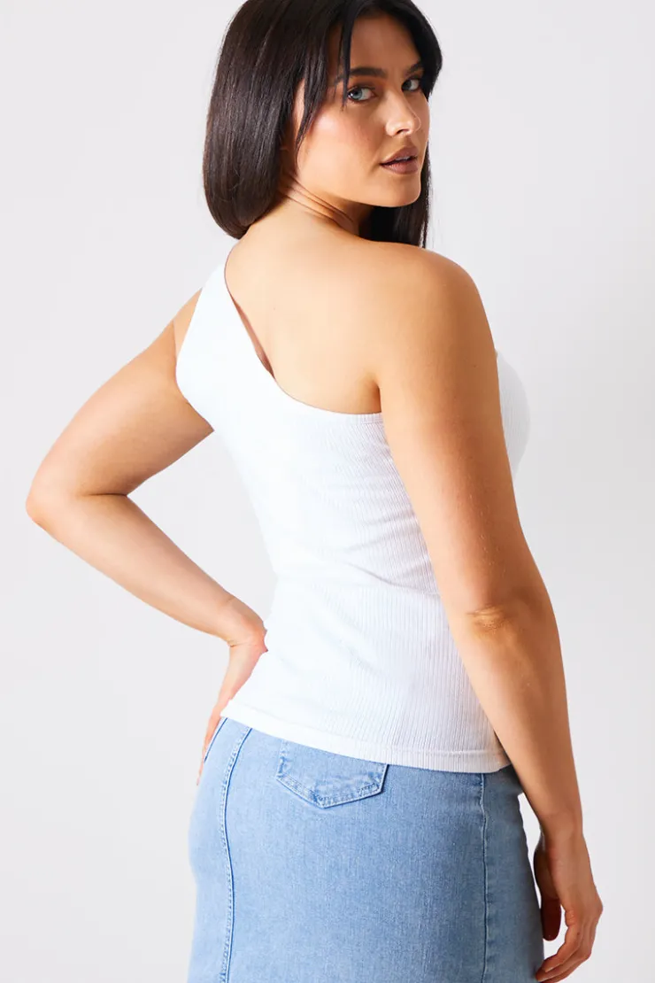 In The Style Ribbed One Shoulder Vest