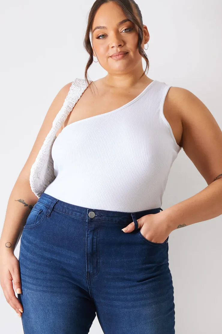 In The Style Ribbed One Shoulder Vest