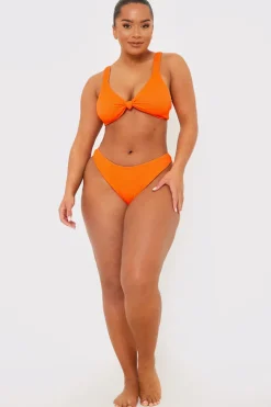 Discount In the Style Ribbed Seamless Boomerang Bikni Bottom Coral