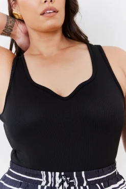 Clearance In The Style Ribbed Sweetheart Neckline Bodysuit
