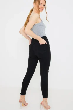Online In the Style Ripped Knee Wash Stretch Skinny Jeans Black