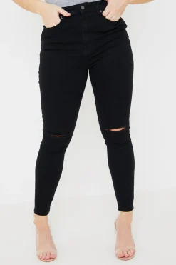 Online In the Style Ripped Knee Wash Stretch Skinny Jeans Black
