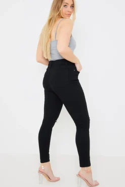 Online In the Style Ripped Knee Wash Stretch Skinny Jeans Black