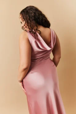 Outlet In The Style Satin Cowl Back Maxi Dress Rose pink