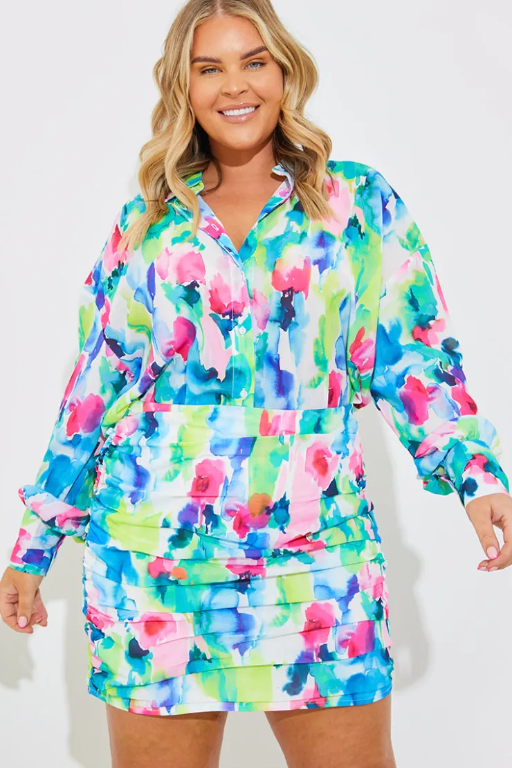 Sale In the Style Ruched Mini Co-Ord Skirt Multi