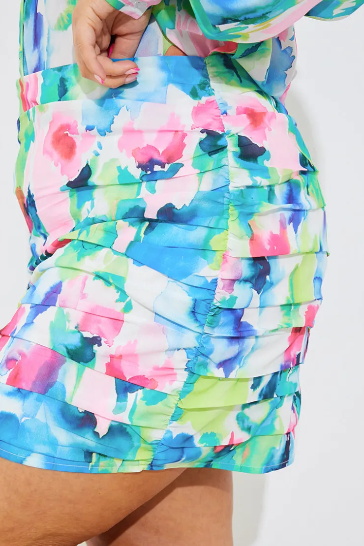 Sale In the Style Ruched Mini Co-Ord Skirt Multi