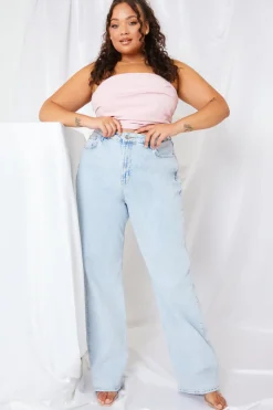 New In the Style Ruched Strapless Corset Top Pink