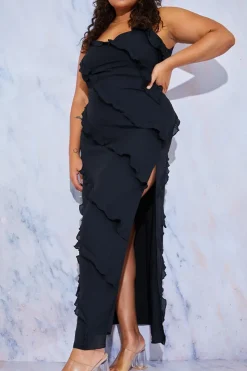 In the Style Ruffle Detail Maxi Dress