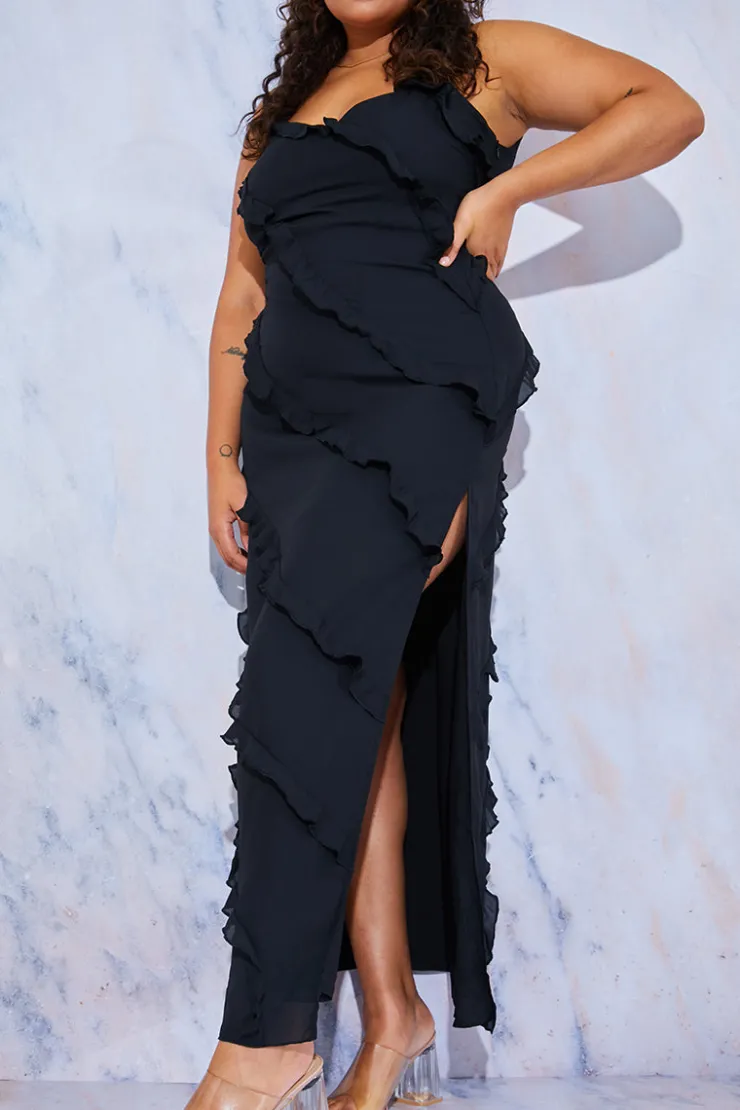 In the Style Ruffle Detail Maxi Dress